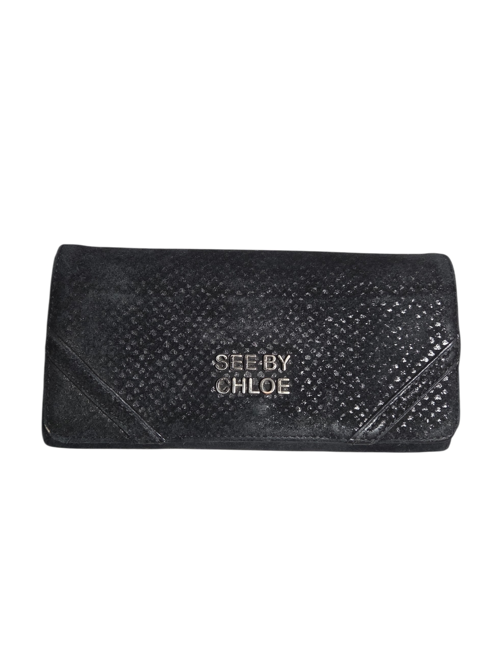 See By Chloe Black Textured Logo Clutch